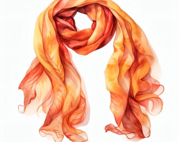 Autumn Scarf Clipart, Cozy Fashion Images, 10 Watercolor Clip Art, Printable JPGs, Instant Download, Commercial Use, Paper craft