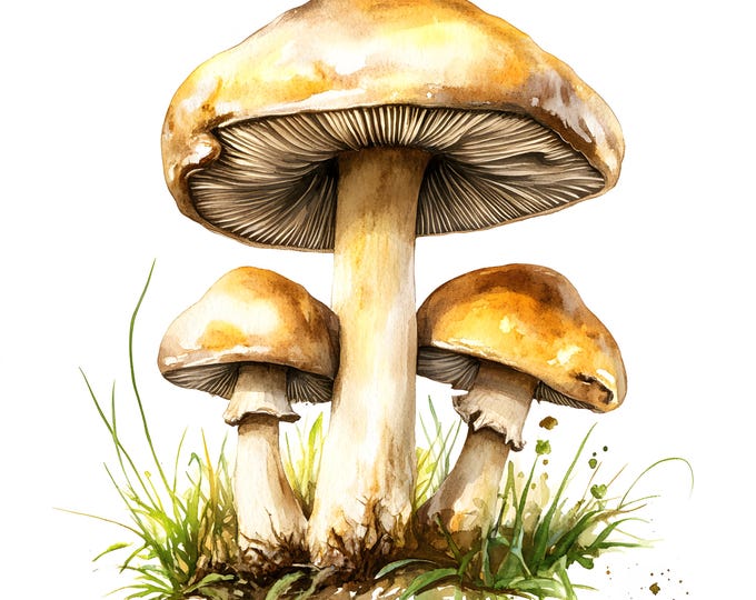Mushrooms Clipart, Forest Mushrooms Images, 10 Watercolor Clip Art, Printable JPGs, Instant Download, Commercial Use, Paper craft