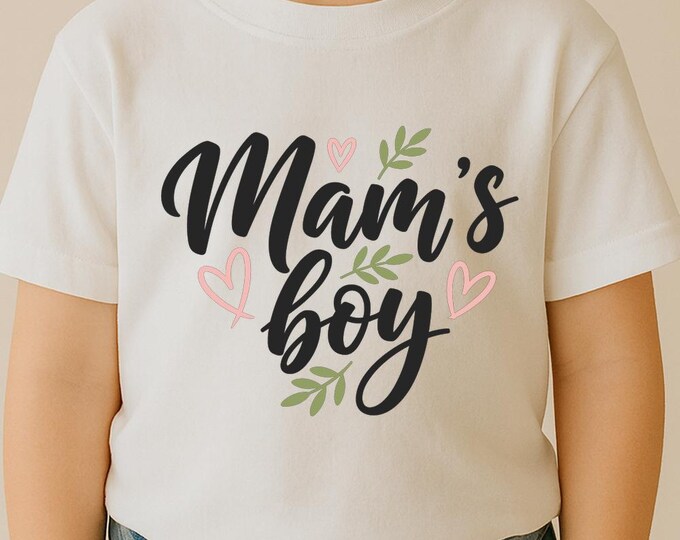 Mam’s Boy SVG, Baby Boy Quote Shirt Print, Cute Heart DXF PNG Design for Cricut Silhouette