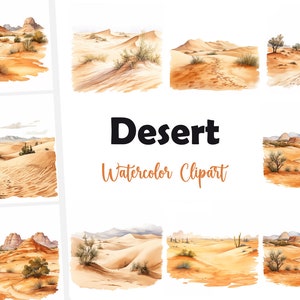 10 Sand Desert, Desert Landscape JPG, Watercolor clipart, High Quality JPGs, Digital Download, High Resolution, Commercial Use