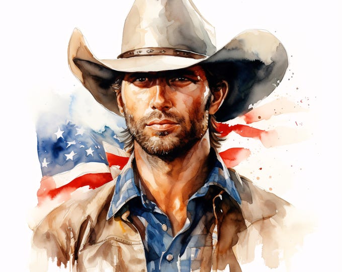 Cowboy Clipart, Western Rodeo Images, 10 Watercolor Clip Art, Printable JPGs, Instant Download, Commercial Use, Paper craft