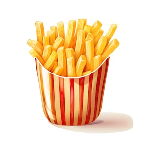 French Fries Clipart, Fast Food Images, 10 Watercolor Clip Art, Printable JPGs, Instant Download, Commercial Use, Paper craft