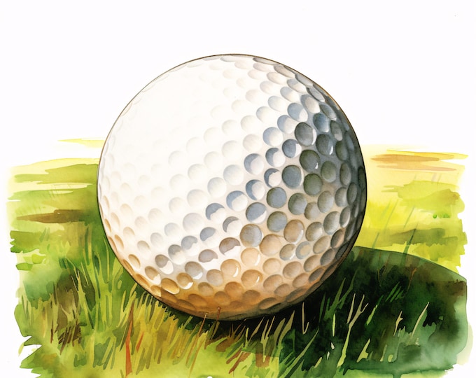 Watercolor Golf Ball Clipart: Sports Illustration, Printable JPGs (Commercial Use)