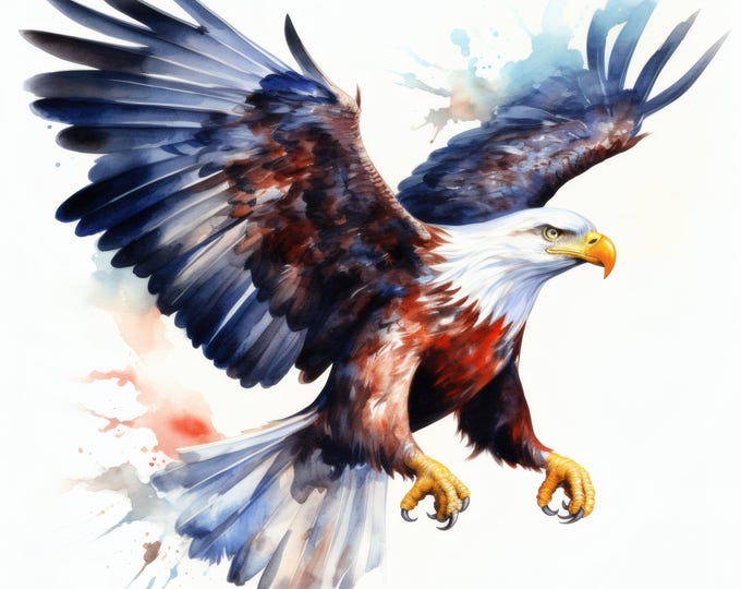 American Eagle Clipart, Patriotic Bird Images, 10 Watercolor Clip Art, Printable JPGs, Instant Download, Commercial Use, Paper craft