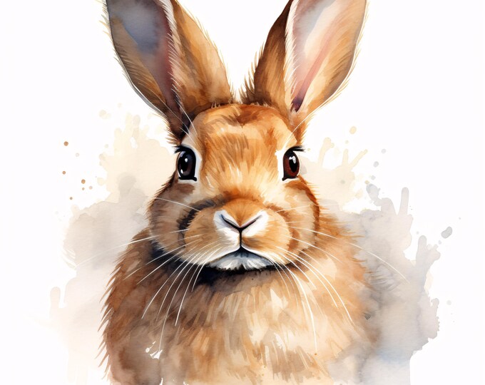 Watercolor Brown Rabbit Clipart: 10 Printable Bunny Images (JPGs, Commercial Use, Instant Download)