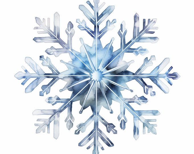 Snowflakes Clipart, Christmas Snowflakes Images, 14 Watercolor Clip Art, Printable JPGs, Instant Download, Commercial Use, Paper craft