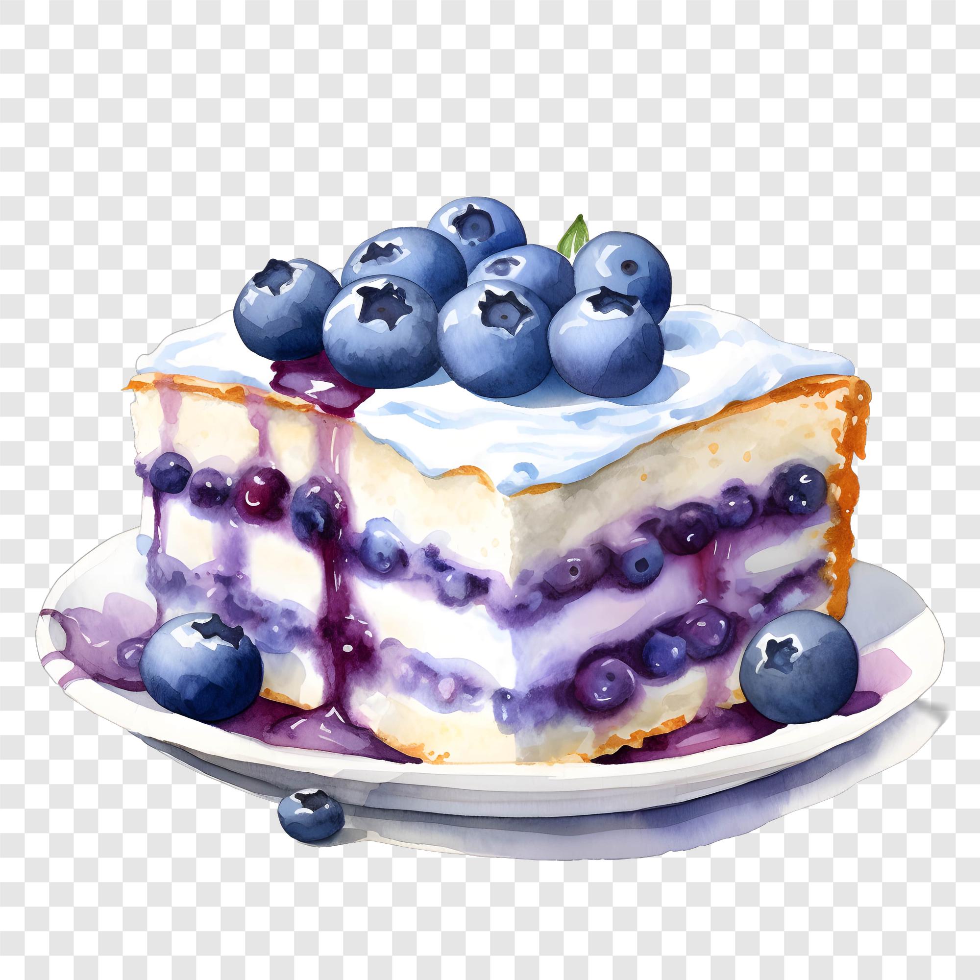 10 PNG Blueberry Cake Clipart, Dessert Slice Images, Watercolor Clip ...
