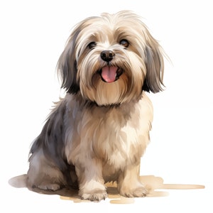 Lhasa Apso Clipart, Lhasa Apso Dog Images, 10 Watercolor Clip Art, Printable JPGs, Instant Download, Commercial Use, Paper craft