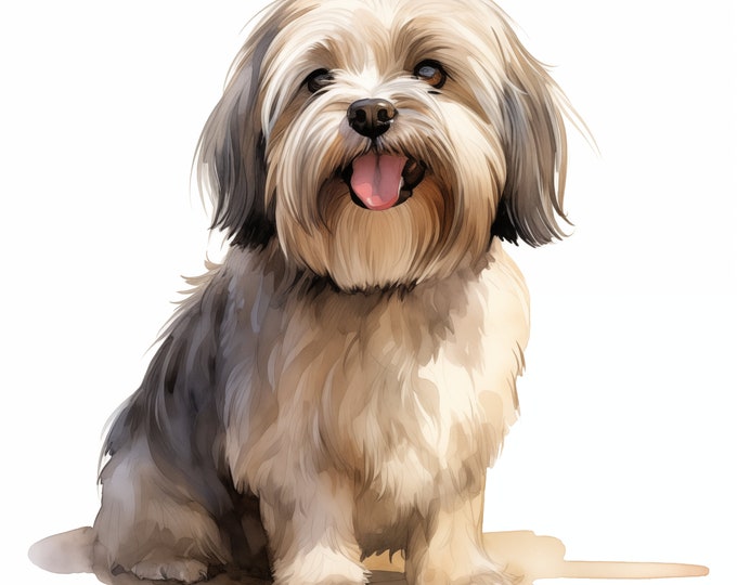 Lhasa Apso Clipart, Lhasa Apso Dog Images, 10 Watercolor Clip Art, Printable JPGs, Instant Download, Commercial Use, Paper craft
