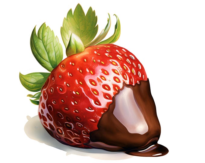 Chocolate Strawberry Clipart, Chocolate Covered Strawberry Images, 10 Watercolor Clip Art, Printable JPGs, Instant Download, Commercial Use