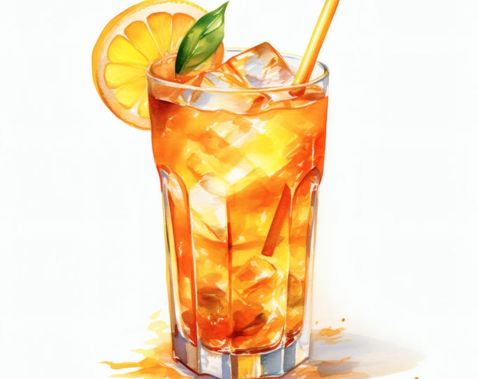 Aperol Spritz Cocktail Clipart, Summer Drink Images, 10 Watercolor Clip Art, Printable JPGs, Instant Download, Commercial Use