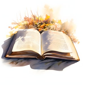Watercolor Bible Clipart: Holy Book Illustrations (JPGs, Commercial Use) image 3