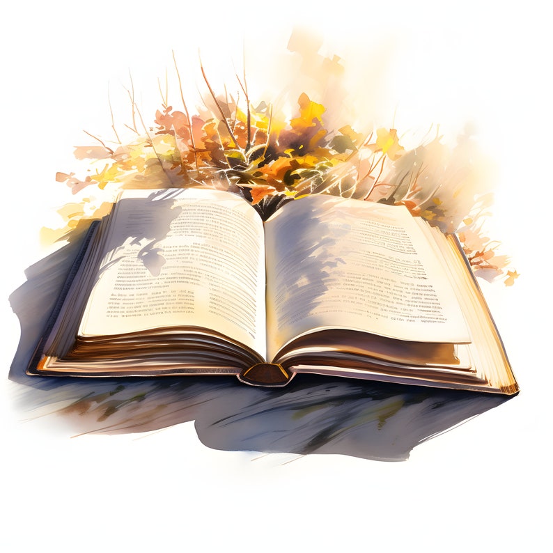 Watercolor Bible Clipart: Holy Book Illustrations (JPGs, Commercial Use) image 3
