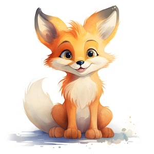 Fox Clipart, Cartoon Fox Images, 10 Watercolor Clip Art, Printable JPGs, Instant Download, Commercial Use, Paper craft