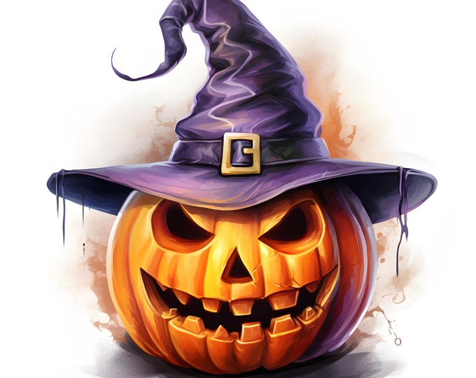 Scary Pumpkin Clipart, Halloween Pumpkin Images, 10 Watercolor Clip Art, Printable JPGs, Instant Download, Commercial Use, Paper craft
