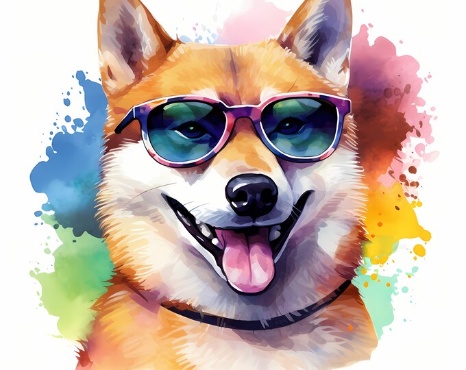 Shiba Inu Clipart, Cool Dog Images, 10 Watercolor Clip Art, Printable JPGs, Instant Download, Commercial Use, Paper craft