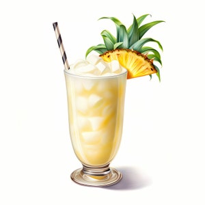 Pia Colada Clipart, Immagini Pia Colada Cocktail, 10 ClipArt ad acquerello, JPG stampabili, Download istantaneo, Uso commerciale, Mestiere con la carta