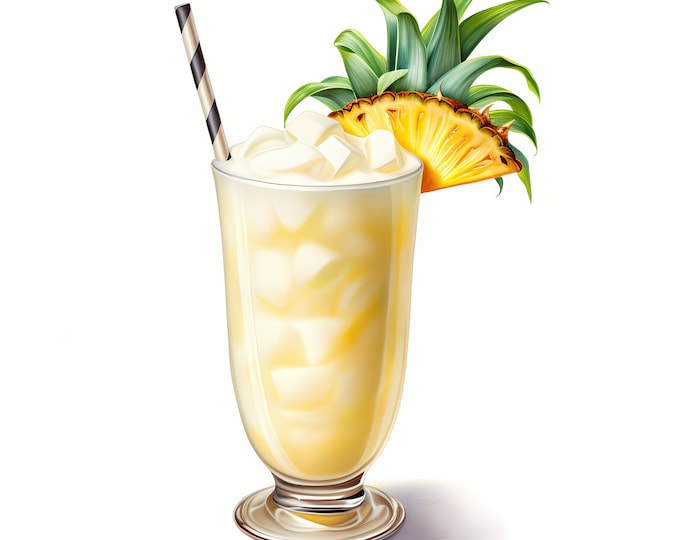 Pia Colada Clipart, Pia Colada Cocktail Images, 10 Watercolor Clip Art, Printable JPGs, Instant Download, Commercial Use, Paper craft