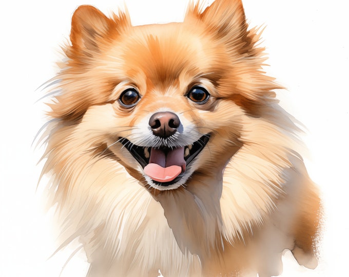 Pomeranian Clipart, Pommy Dog Images, 10 Watercolor Clip Art, Printable JPGs, Instant Download, Commercial Use, Paper craft