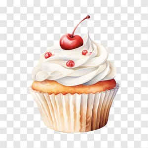 10 PNG Cupcake, Cake Clipart, Acuarela Clip Art, Descarga instantánea, Uso comercial, Fondo transparente