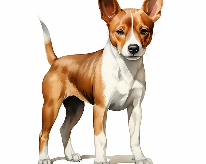Basenji Dog Clipart, Puppy Dog Images, 10 Watercolor Clip Art, Printable JPGs, Instant Download, Commercial Use, Paper craft