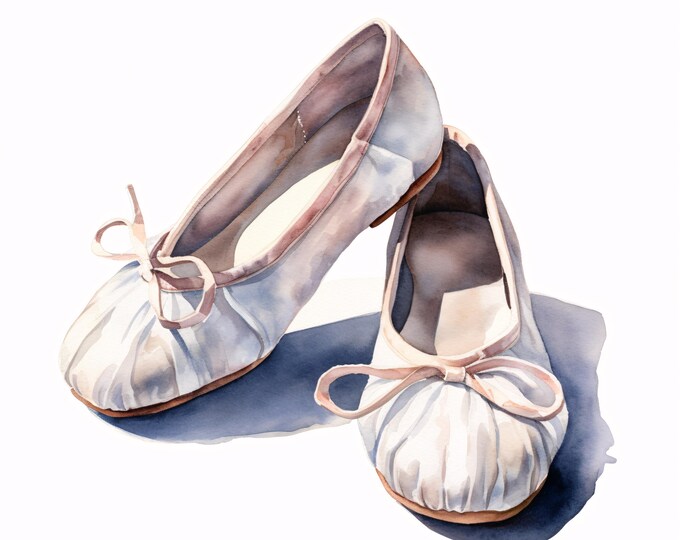 Ballet Shoes Clipart, Dance Slippers Images, 10 Watercolor Clip Art, Printable JPGs, Instant Download, Commercial Use, Paper Craft