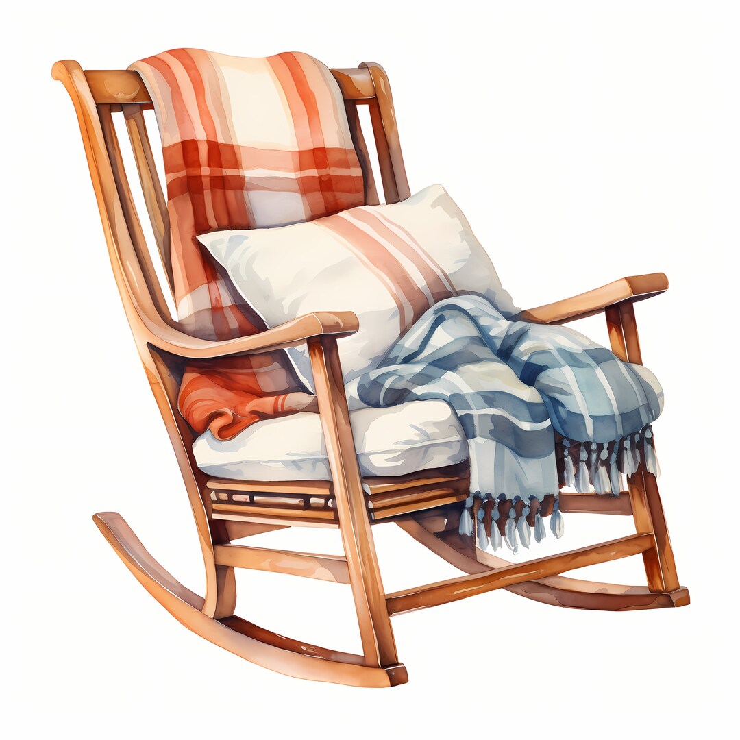 Watercolor Rocking Chair Clipart: Cozy Home Decor (jpgs) - Etsy