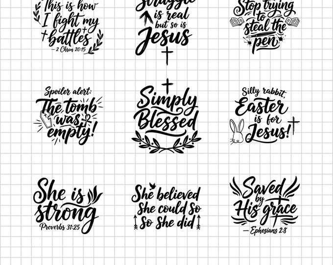 Mega Christian SVG Bundle Vol.2 | Christian Quotes | Scripture Bible Verses Religious Jesus Faith Cut Files for Cricut & Silhouette