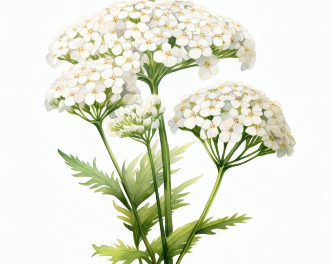 Yarrow Flowers Clipart, Wild Herb Images, 10 Watercolor Clip Art, Printable JPGs, Instant Download, Commercial Use, Paper craft