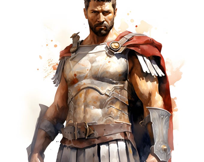 Gladiator Clipart, Roman Gladiators Images, 10 Watercolor Clip Art, Printable JPGs, Instant Download, Commercial Use, Paper craft