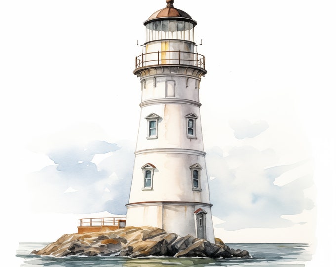 Lighthouse Clipart, Light House Images, 10 Watercolor Clip Art, Printable JPGs, Instant Download, Commercial Use, Paper craft