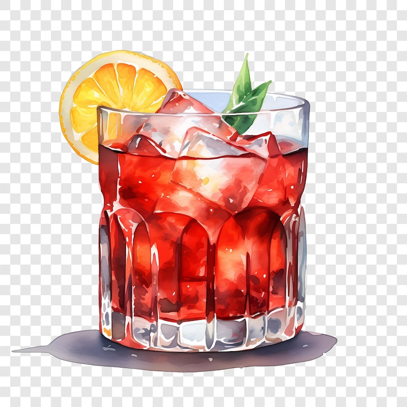 8 PNG Negroni Cocktail Clipart, Orange Drink Bilder, Aquarell Getränke Clip Art, Instant Download Bild 2