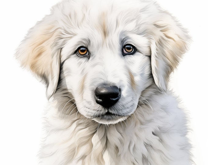 Kuvasz Dog Clipart, Puppy Dog Images, 10 Watercolor Clip Art, Printable JPGs, Instant Download, Commercial Use, Paper craft