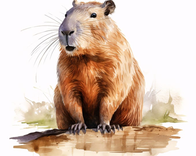 Capybara Clipart, Capybara Images, 10 Watercolor Clip Art, Printable JPGs, Instant Download, Commercial Use, Paper craft