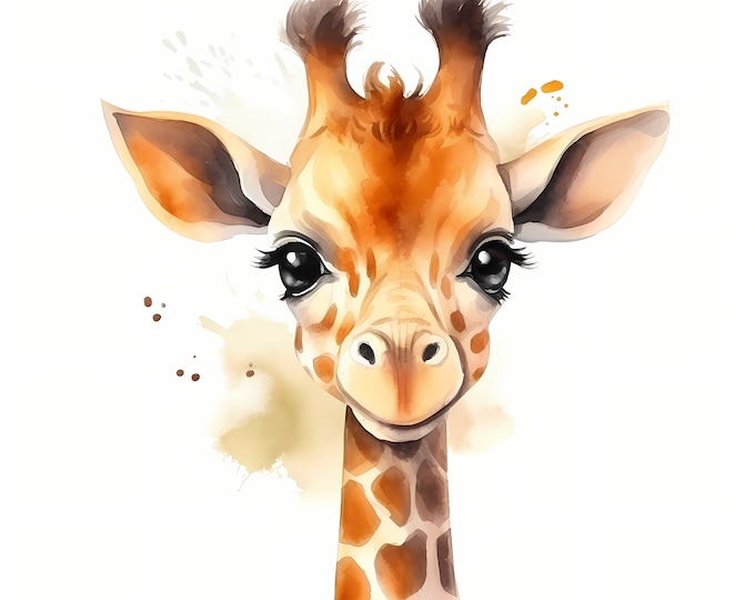 Giraffe Clipart, Baby Giraffe Images, 10 Watercolor Clip Art, Printable JPGs, Instant Download, Commercial Use, Paper craft
