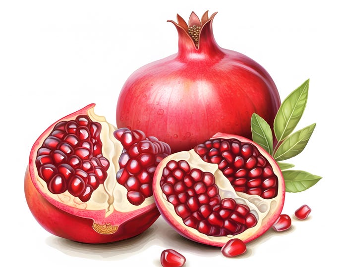 Pomegranate Clipart, Tropical Fruit Images, 10 Watercolor Clip Art, Printable JPGs, Instant Download, Commercial Use, Paper craft