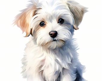 Maltese Clipart, Maltese Dog Images, 10 Watercolor Clip Art, Printable JPGs, Instant Download, Commercial Use, Paper craft
