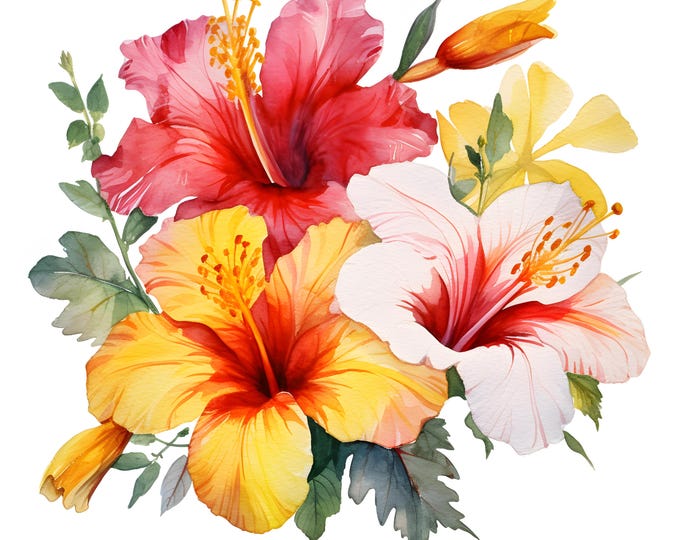 Mexican Flowers Clipart, Fiesta Flowers Images, 10 Watercolor Clip Art, Printable JPGs, Instant Download, Commercial Use, Paper craft