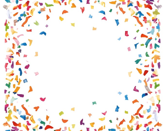 Confetti Frame Clipart, Party Border Images, 10 Watercolor Clip Art, Printable JPGs, Instant Download, Commercial Use, Paper craft