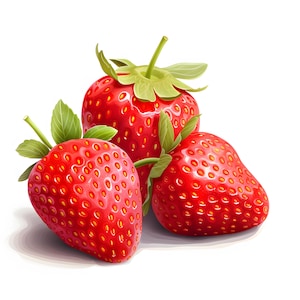 Clipart fraises, images de fraises et de baies, 10 images clipart aquarelle, fichiers JPG imprimables, téléchargement immédiat, usage commercial, créations en papier