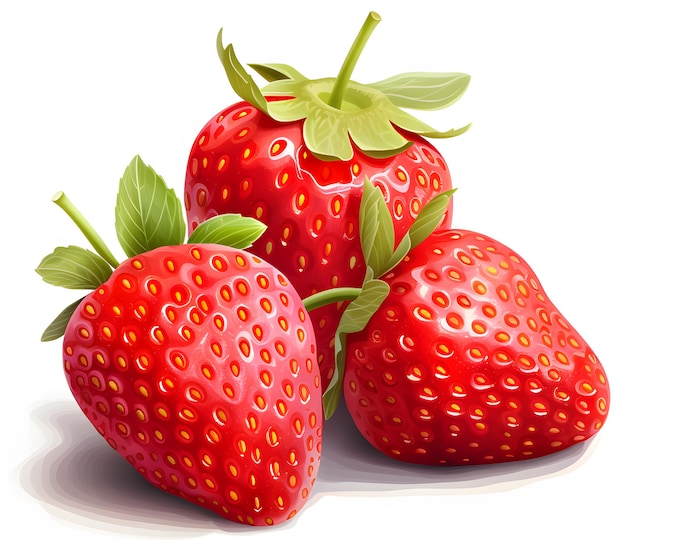 Strawberries Clipart, Strawberry Berries Images, 10 Watercolor Clip Art, Printable JPGs, Instant Download, Commercial Use, Paper craft