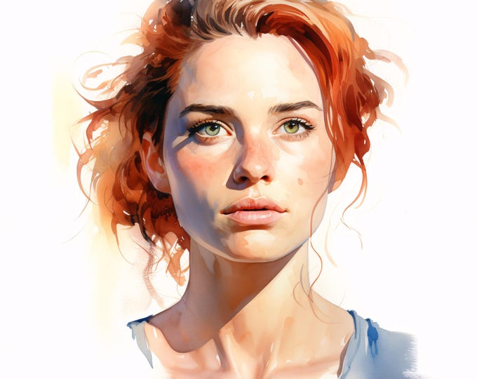 Woman Portrait Clipart, Watercolor Face Images, 10 Watercolor Clip Art, Printable JPGs, Instant Download, Commercial Use, Paper craft