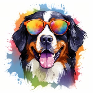 Berner Sennenhund Clipart, coole Hund Bilder, 10 Aquarell Clip Art, druckbare JPGs, Sofort Download, kommerzielle Nutzung, Papiermodell