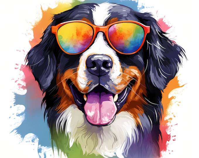 Bernese Mountain Dog Clipart, Cool Dog Images, 10 Watercolor Clip Art, Printable JPGs, Instant Download, Commercial Use, Paper craft