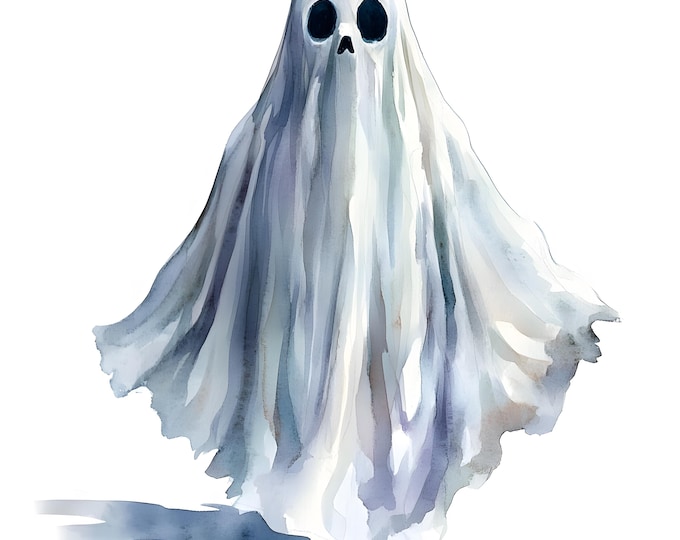 Ghost Clipart, Scary Ghost Images, 10 Watercolor Clip Art, Printable JPGs, Instant Download, Commercial Use, Paper craft