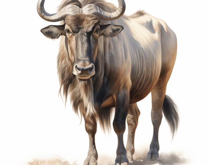 Wildebeest Clipart, Wildebeest Images, 10 Watercolor Clip Art, Printable JPGs, Instant Download, Commercial Use, Paper craft