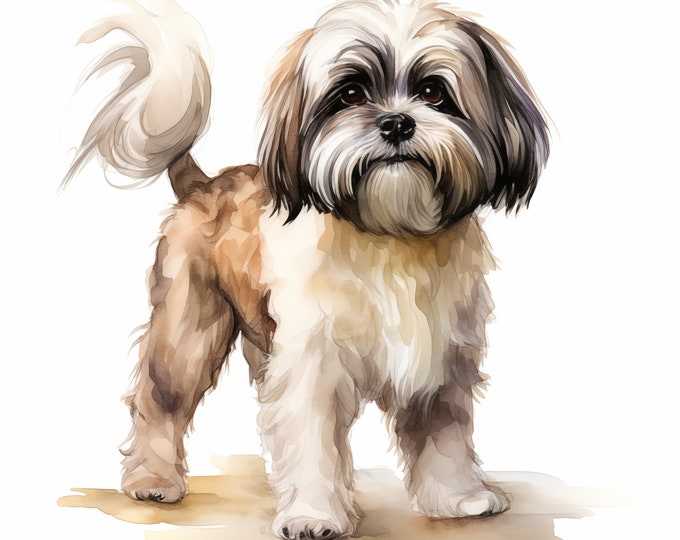 Shih Tzu Clipart, Shih Tzu Dog Images, 10 Watercolor Clip Art, Printable JPGs, Instant Download, Commercial Use, Paper craft