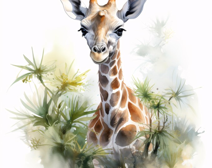 Giraffe Clipart, Safari Animal Images, 10 Watercolor Clip Art, Printable JPGs, Instant Download, Commercial Use, Paper Craft