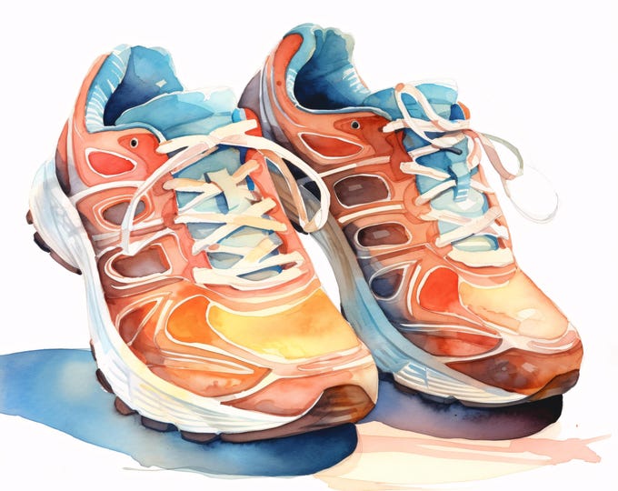 Running Shoes Clipart, Sport Sneakers Images, 10 Watercolor Clip Art, Printable JPGs, Instant Download, Commercial Use, Paper craft