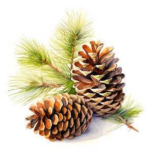 Clipart pigne, immagini dell'albero di abete di Natale, 10 clipart ad acquerello, JPG stampabili, download istantaneo, uso commerciale, artigianato con la carta